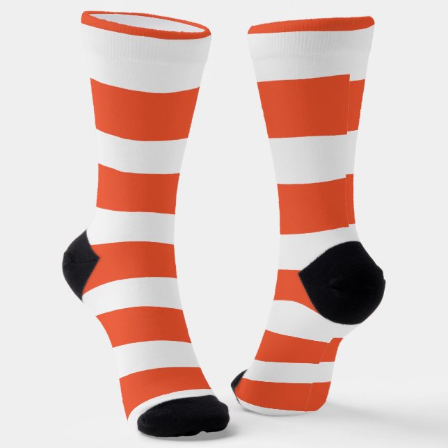 Uneven Stripes - Orange and White Socks (Angled)