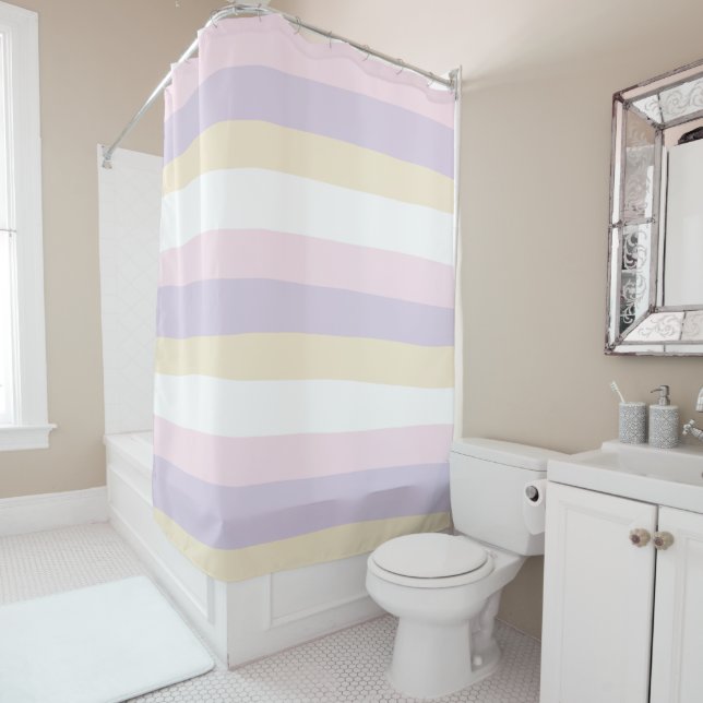 Uneven Stripes - Pastel Pink, Yellow and Purple (In Situ)