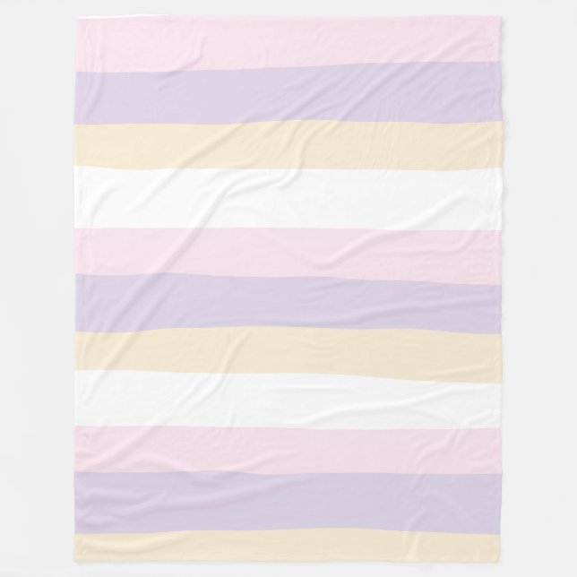 Uneven Stripes - Pastel Pink, Yellow and Purple Fleece Blanket (Front)