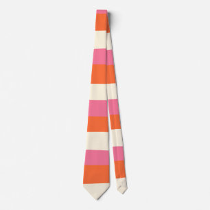 Uneven Stripes - Pink, Orange and Cream Tie