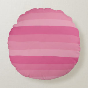 Uneven Stripes - Pink Round Pillow