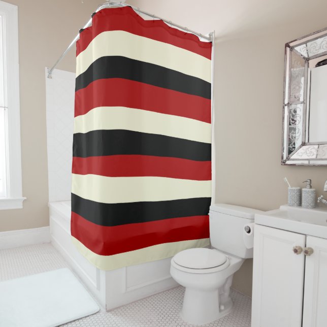 Uneven Stripes - Red and Cream (In Situ)
