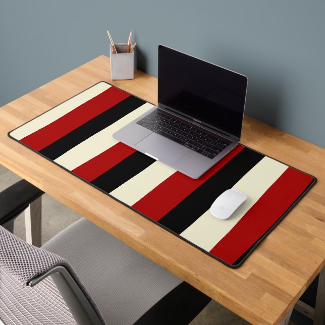 Uneven Stripes - Red and Cream Desk Mat (Office 2)