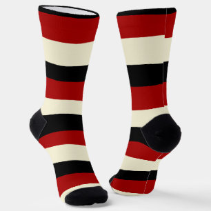 Uneven Stripes - Red and Cream Socks