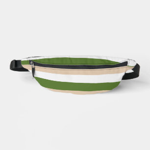 Uneven Stripes - White, Sand and Palm Green Fanny Pack