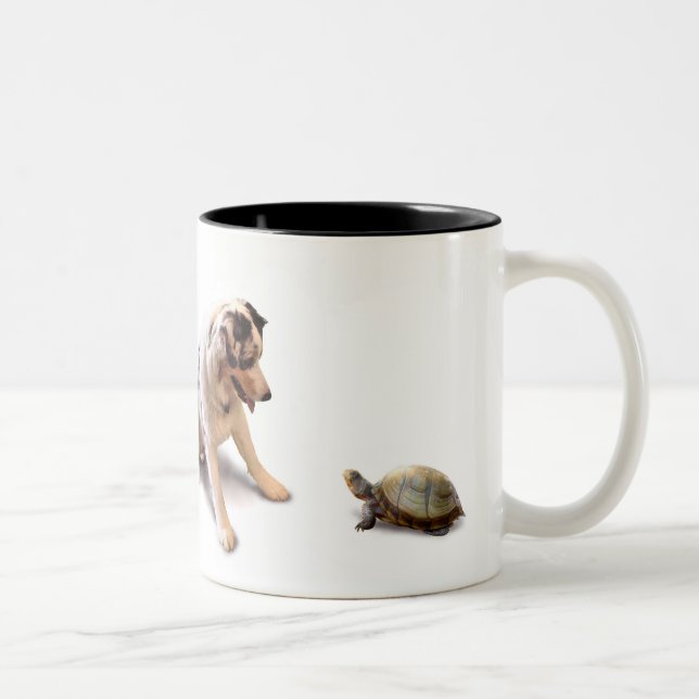 Unexpected Turtle Love Two-Tone Coffee Mug (Right)