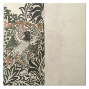 Unfinished 'Bird and Vine' wood block design for w Tile