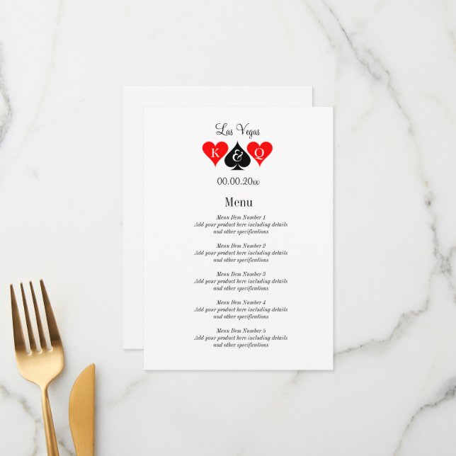 Unforgettable Las Vegas wedding reception Menu (Front/Back In Situ)