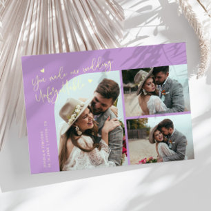 Unforgettable Wedding Lemon Wisteria Multi Photo Thank You Card