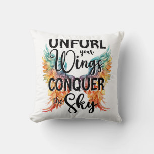 Unfurl your Wings Conquer the Sky, Empowering Throw Pillow