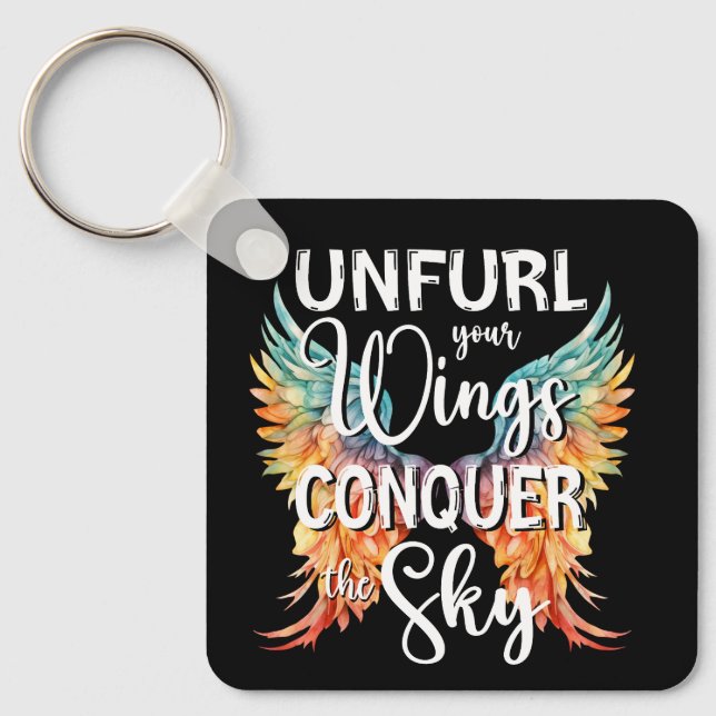 Unfurl your Wings Conquer the Sky, Inspire Wings Keychain (Front)