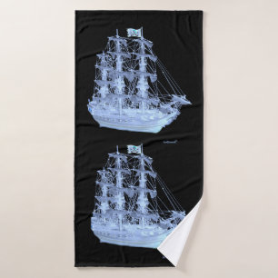 UNFURLED PIRATE SHIP BATH TOWEL