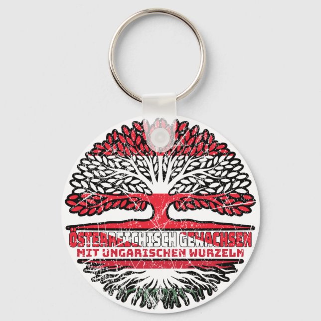 Ungarn Ungarisch Österreichisch Österreich Baum Keychain (Front)