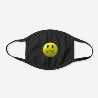 unhappy face cute black cotton face mask