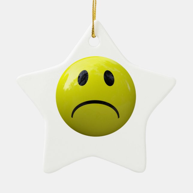 unhappy face emoji ceramic ornament (Front)