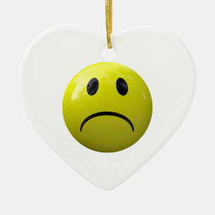 unhappy face emoji ceramic ornament