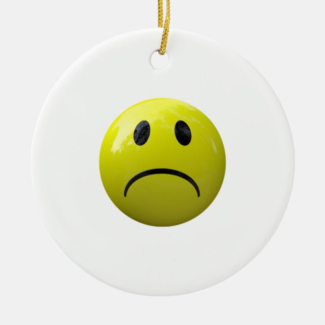unhappy face emoji ceramic ornament (Front)