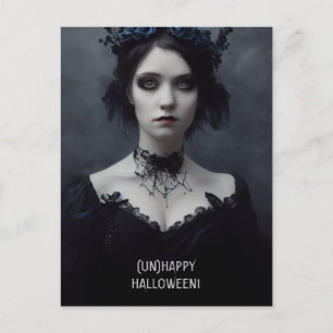 Unhappy Halloween. Gothic girl witch  Postcard