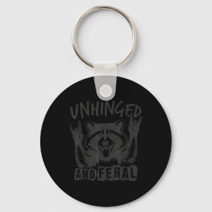 Unhinged And Feral Funny Raccoon Men Girl Toddler Keychain