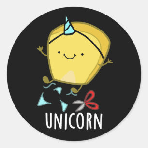 Uni-corn Funny Corn Pun Dark BG Classic Round Sticker