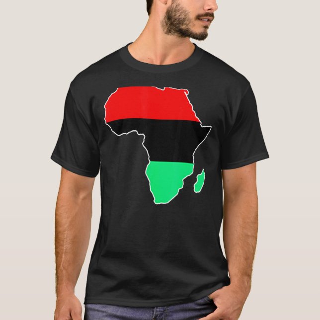 Unia Flag Map Continent African Pride Black Histor T-Shirt (Front)