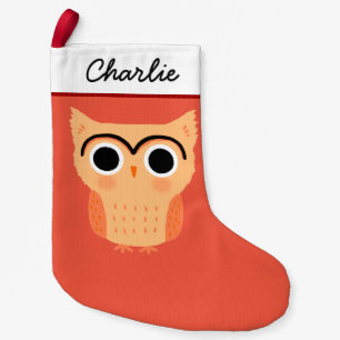 Unibrow Owl   Funny Cute Owl Holiday Small Christmas Stocking