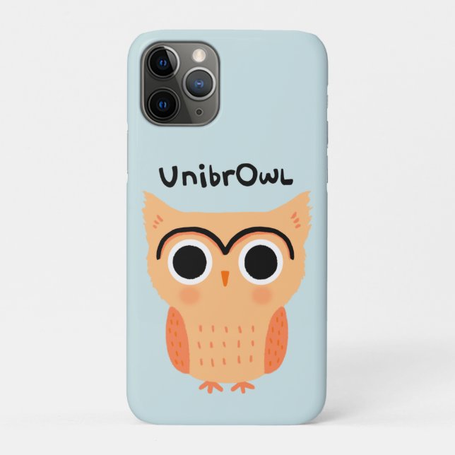 UnibrOwl Unibrow Owl | Funny Cute Eyebrows Owl Case-Mate iPhone Case (Back)
