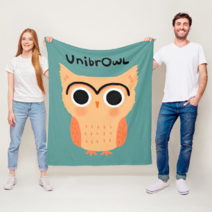 UnibrOwl Unibrow Owl   Funny Cute Eyebrows Owl Fleece Blanket