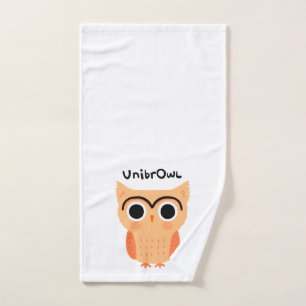 UnibrOwl Unibrow Owl   Funny Cute Eyebrows Owl Hand Towel