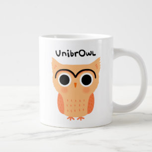 UnibrOwl Unibrow Owl   Funny Cute Eyebrows Owl Large Coffee Mug
