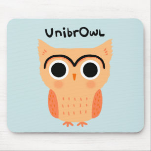 UnibrOwl Unibrow Owl   Funny Cute Eyebrows Owl Mouse Pad