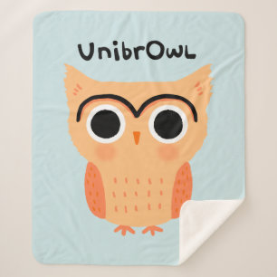UnibrOwl Unibrow Owl   Funny Cute Eyebrows Owl Sherpa Blanket