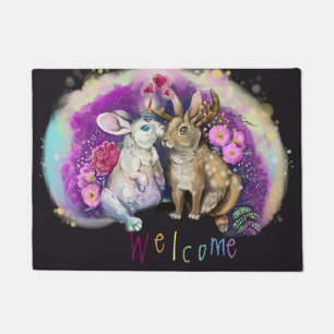 Unibunny Kisses Jackalope Magical Love Doormat