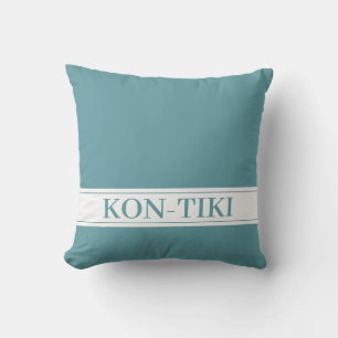 Unicolor Deep Aqua. Nautical Boat Name Outdoor Pillow