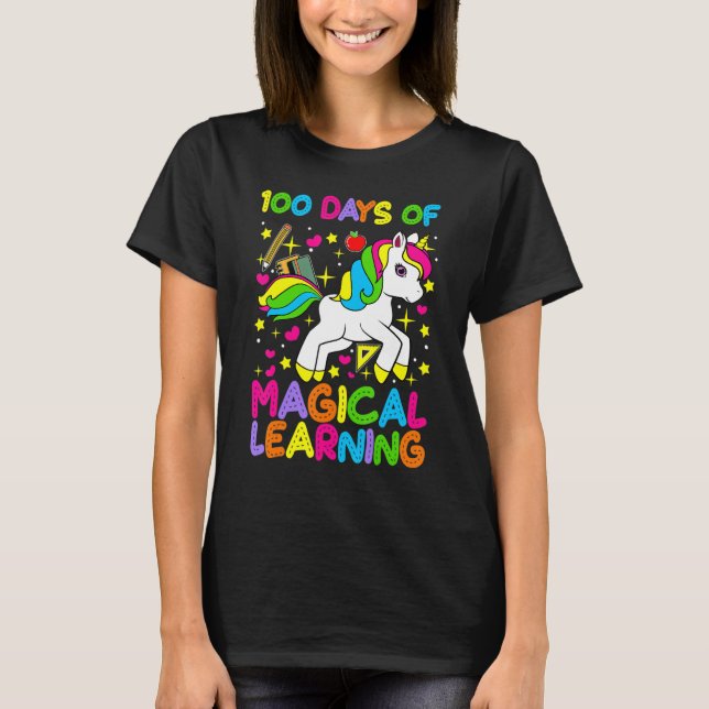 Unicorn 100 Days Of Magical Learning 100th Day Of  T-Shirt (Front)