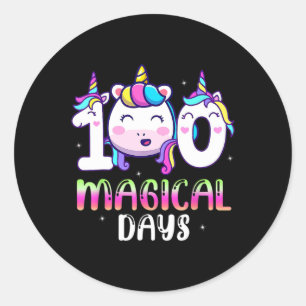 Unicorn 100 Magical Days Girls Kids 100th Day Of S Classic Round Sticker