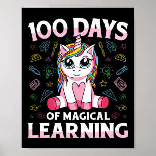 Unicorn 100th Day of School Teachers 100 Days Girl Poster