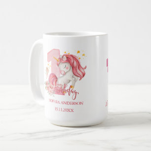 Unicorn 1st Birthday Pink Little Girl  Coffee Mug