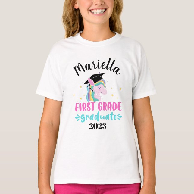 Unicorn 1st grade graduation Girls T-Shirt (Front)