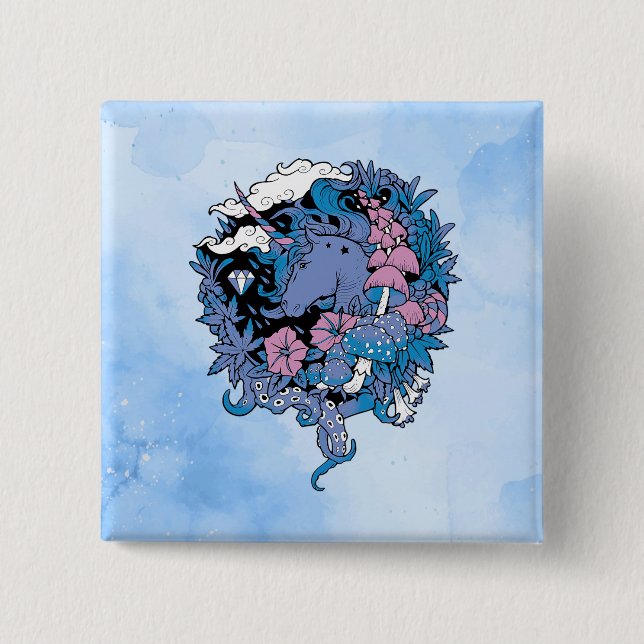 Unicorn 2 Inch Square Button (Front)