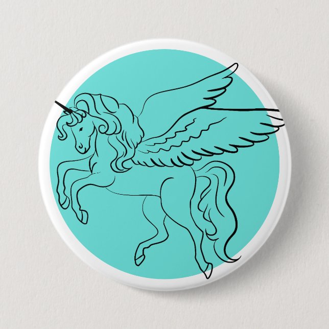 Unicorn 3 Inch Round Button (Front)