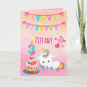 Unicorn 3rd Birthday Card
