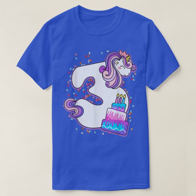 Unicorn 3rd Birthday  Girls 3 Year Old Third Birth T-Shirt (Design Front)