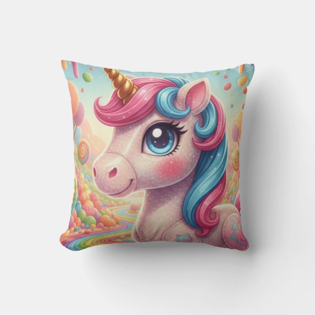 unicorn 4 throw pillow (Front)