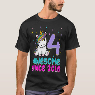 Unicorn 4th Birthday Girl  Love  Awesome Bday 4 yo T-Shirt