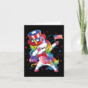 Unicorn 4th Of July Uncle Sam Girls American Flag  Card