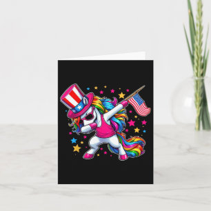 Unicorn 4th Of July Uncle Sam Girls American Flag Card