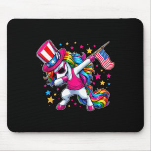 Unicorn 4th Of July Uncle Sam Girls American Flag Mouse Pad