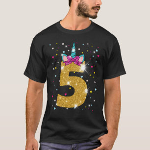 Unicorn 5th Birthday Girl Five 5 Years Old T-Shirt