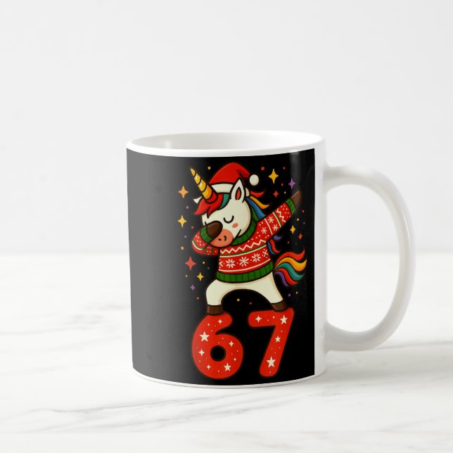 Unicorn 67 Meme Six Seven Funny Christmas  Coffee Mug (Right)